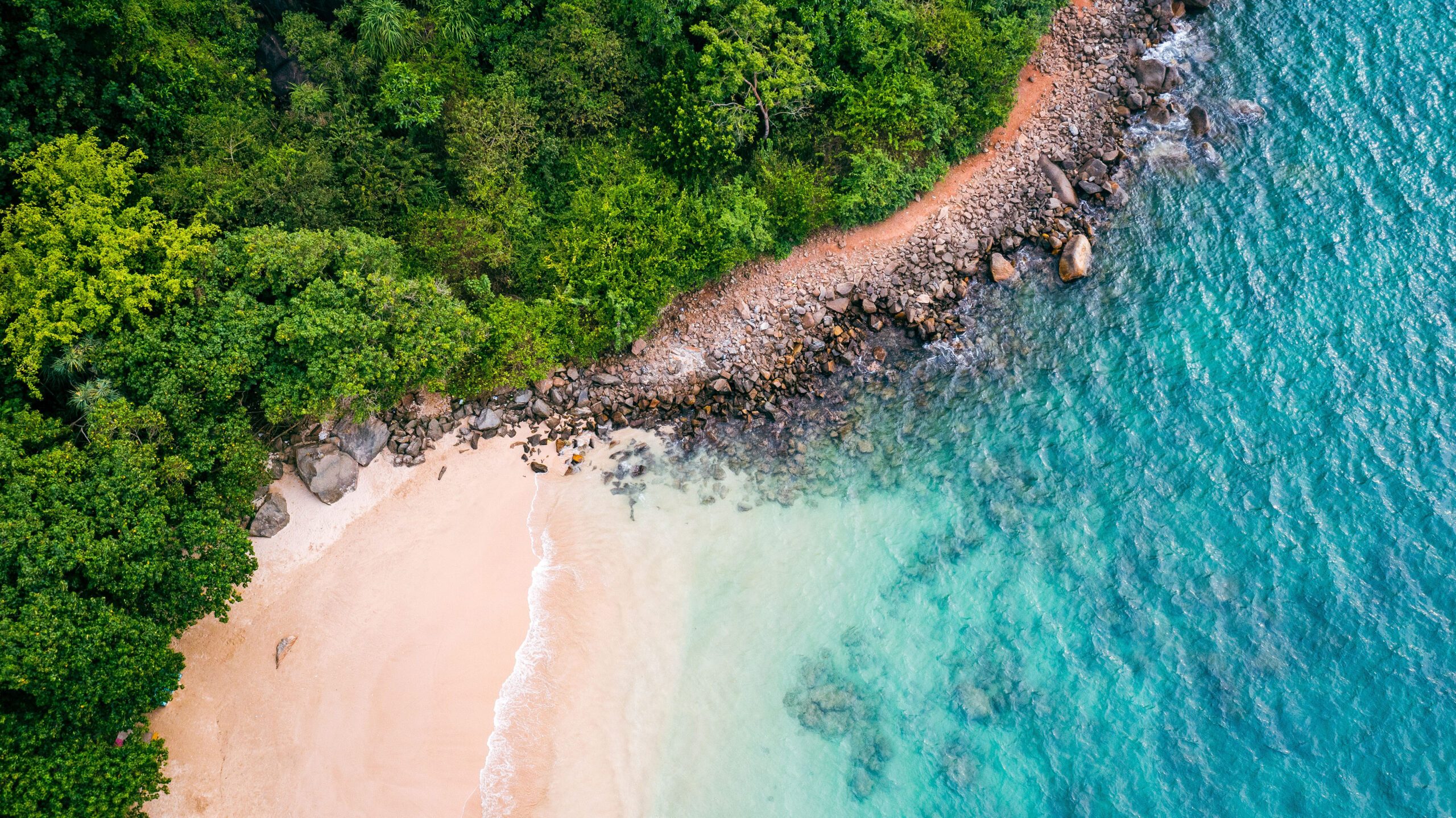 Aerial view of surfers near Hikkaduwa beach. Hikkaduwa, Sri Lanka.